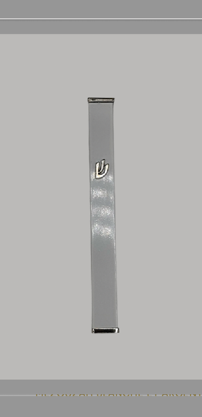 Mezouzah blanche et argent