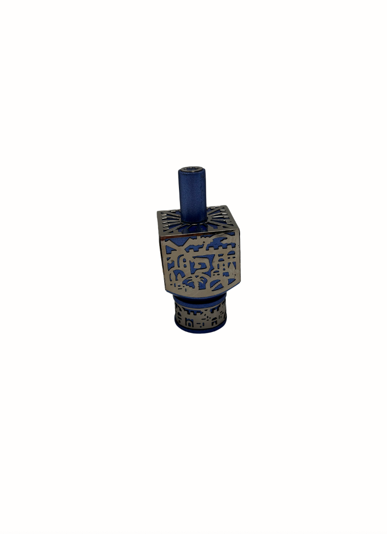 Toupie décorative bleue et argentée