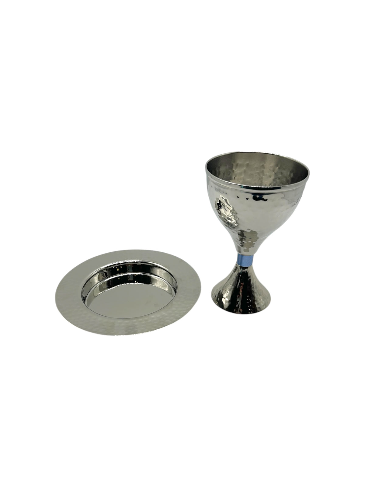 Verre de Kiddoush - à Pied Bleu et à Bande Bleu