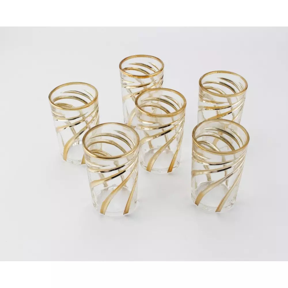 Verres à Thé à Spirales Dorées - Lot de 6