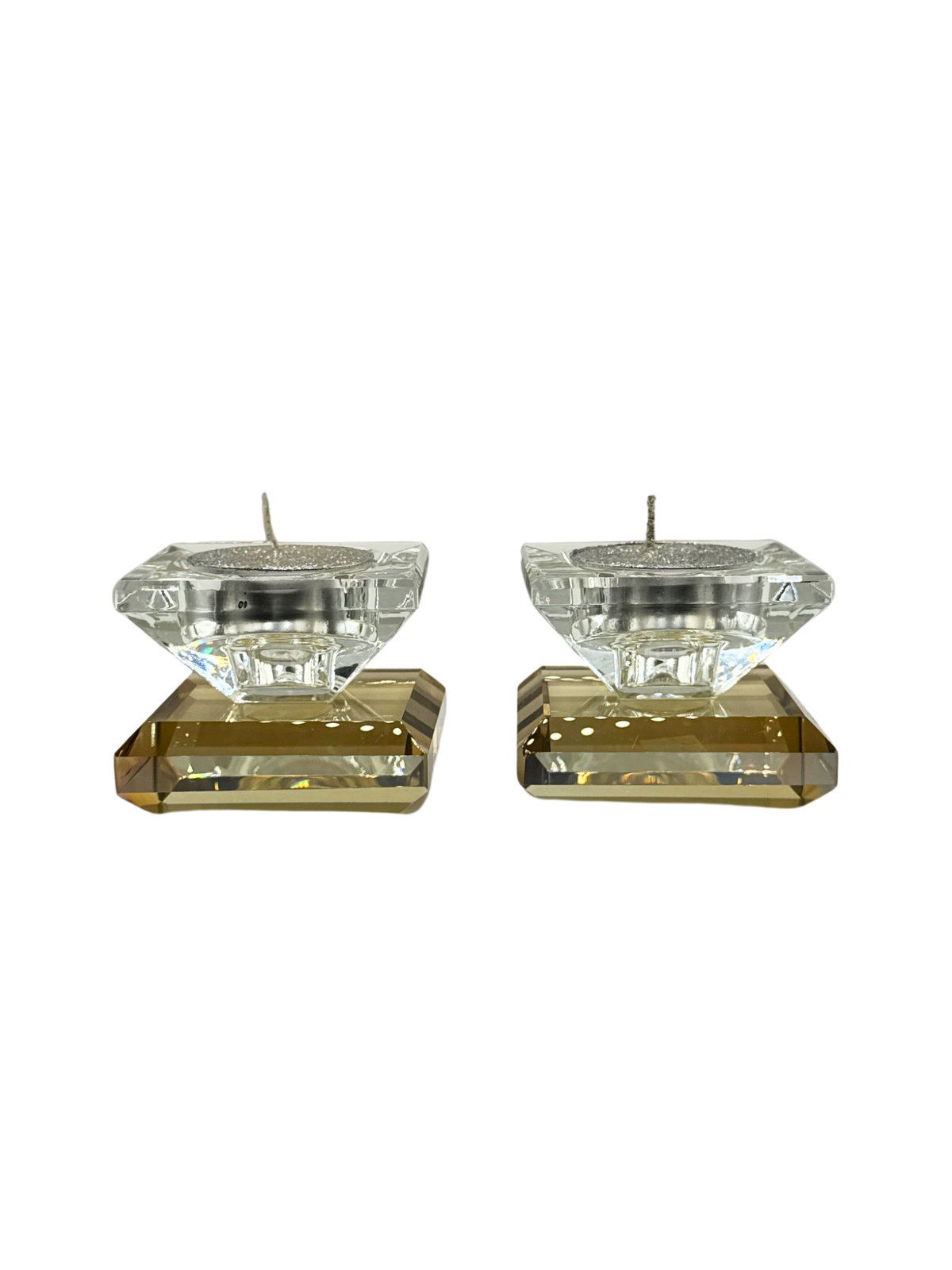 Bougeoir en Cristal avec Base Dorée – Design Élégant