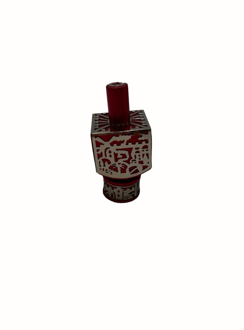 Toupie décorative rouge et argentée