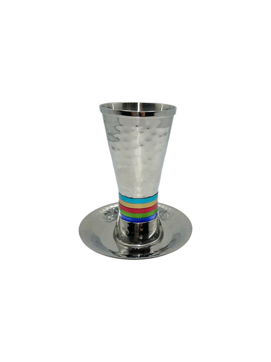Verre de kiddouch avec Coupelle- Multicolore