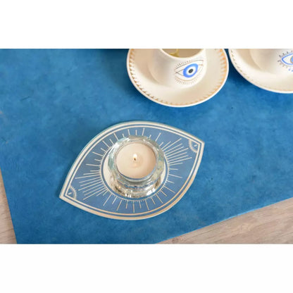 Bougeoir Ovale Œil Argent Miroir