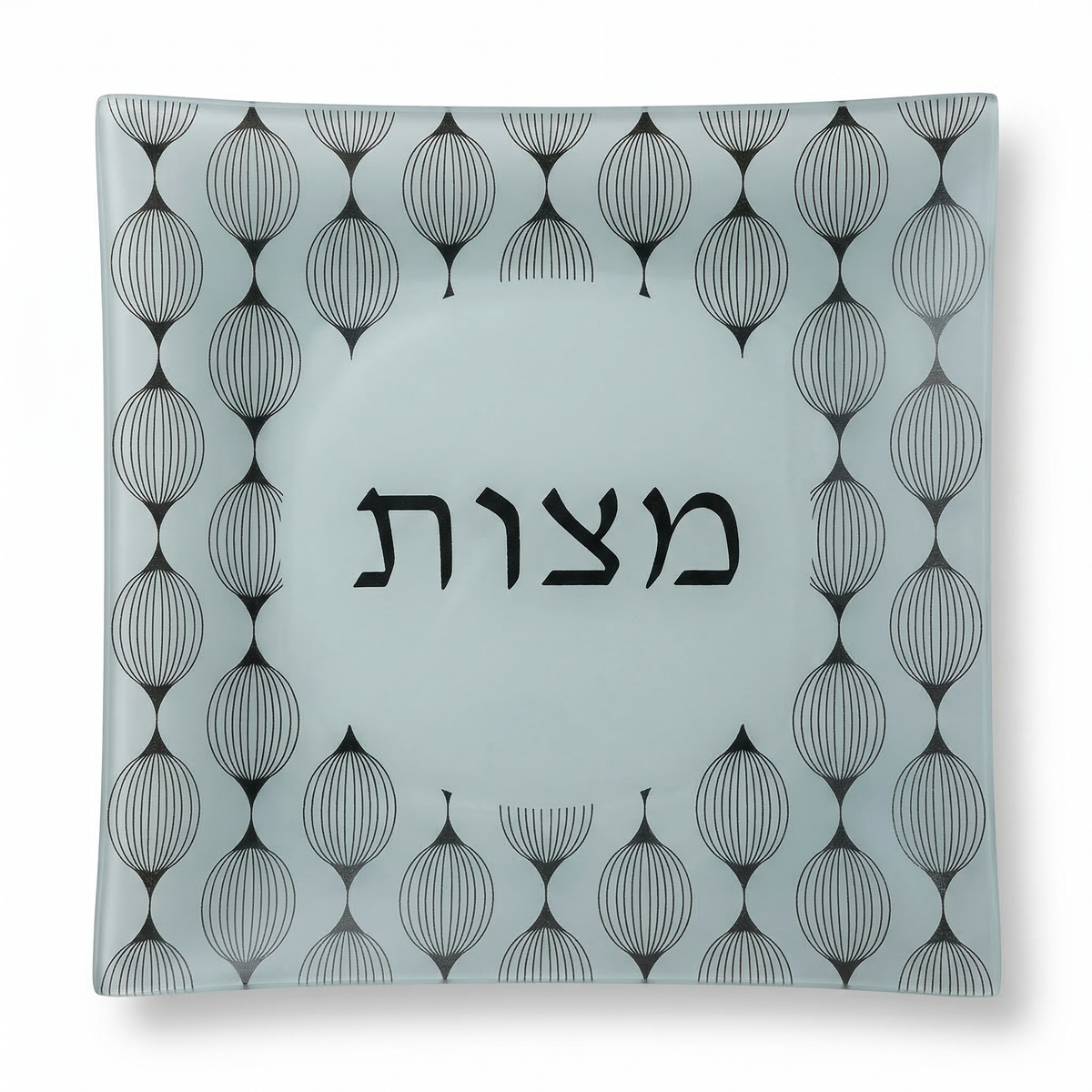 Plat pour matza blanc argent